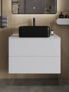 Тумба с раковиной Orange Отто Ot-75TuMDF+B02-460MB белая глянцевая, 75 см