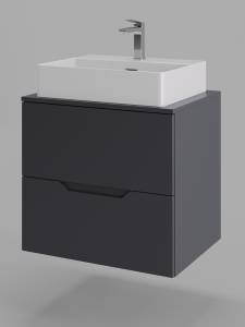 Тумба с раковиной Orange Line Li-60TugMDF+B04-500W графит матовый, 60 см
