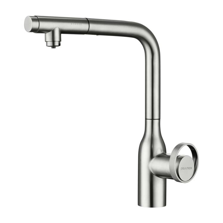 Смеситель для кухни Paulmark Urban Ur213104-BS с выдвижным изливом, брашированная сталь