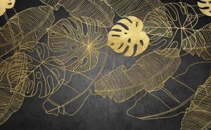 3D Фотообои Artegrafico «Монстеры в золоте» AM-023 канвас