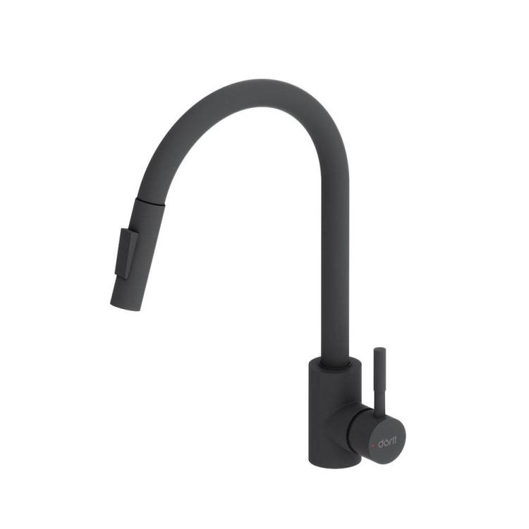 Смеситель для кухни Dorff Logic D3007522 с вытягивающимся изливом, черный