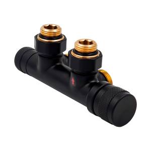 Узел нижнего подключения Primoclima Armature Lunar PCART890AB термостатический, угловой, правый 1/2"х3/4"Е, черный матовый