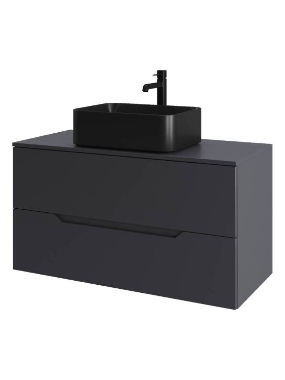 Тумба с раковиной Orange Line Li-100TugMDF+B02-460MB графит матовый, 100 см