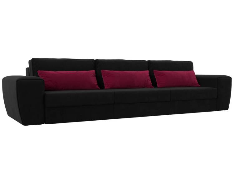 Прямой диван Лига Диванов Лига-008 Long 119077 черный, бордовый