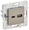 Розетка USB type A+C IEK Skandy SK-U22-D31-K50 никель