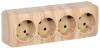 Розетка 4-местная с заземлением IEK Glory ERH41-K34-16 сосна