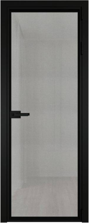 Межкомнатная дверь Profil Doors 1 AV цвет профиля Черный, стекло безопасное 6 мм рэте 600x2000
