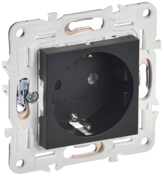 Розетка 1-местная с заземлением IEK Skandy SK-R11-16-K02 черный
