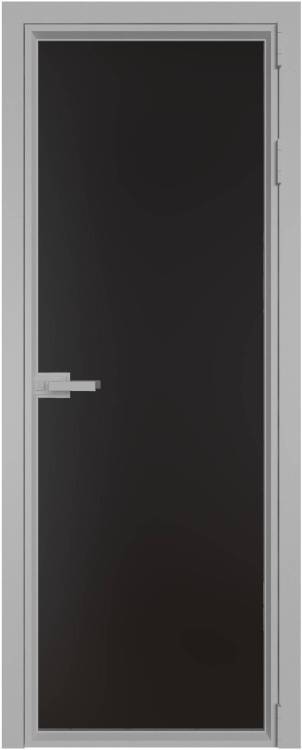 Межкомнатная дверь Profil Doors 1 AV цвет профиля Серебро, стекло безопасное 6 мм монохром черный 700x2000