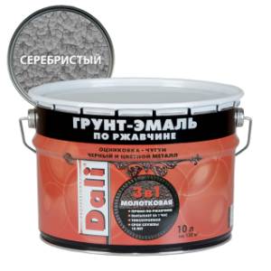 Грунт-эмаль по ржавчине 3 в 1 молотковая алкидная Dali серебристый 10 л