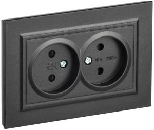 Розетка 2-местная с защитными шторками IEK Brite BR-R23-10-K02-F черный