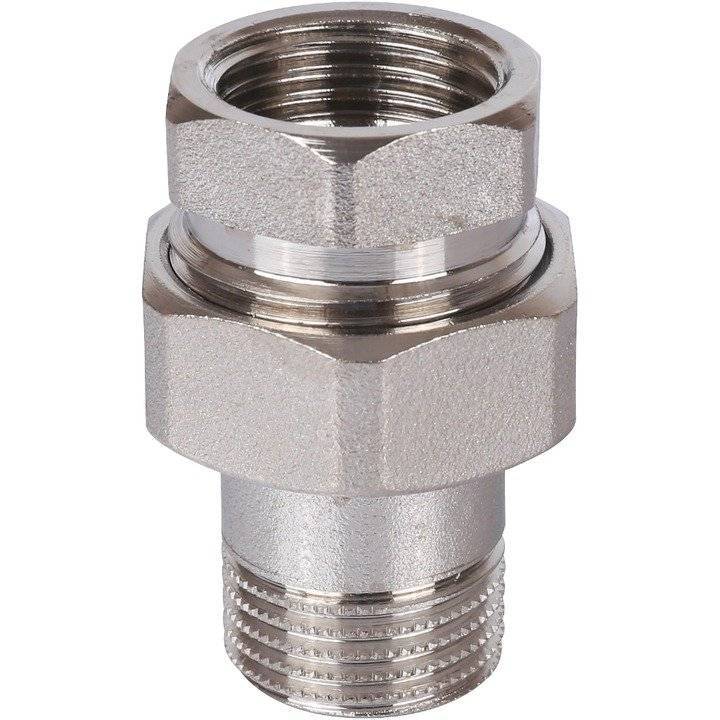 Разъемное соединение Stout никелированное, американка, с уплотннием по плоскости, внутренняя-наружная резьба 1 1/2, арт. SFT-0045-000112