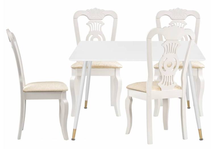 Обеденная группа Woodville Эрнол 533226 white, butter white, стулья ткань