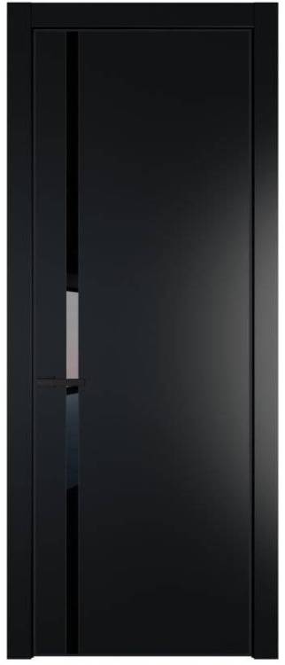 Межкомнатная дверь Profil Doors 21 PE полотно Блэк, кромка алюминиевая с четырех сторон черная, стеклянная вставка черный лак 700x2000