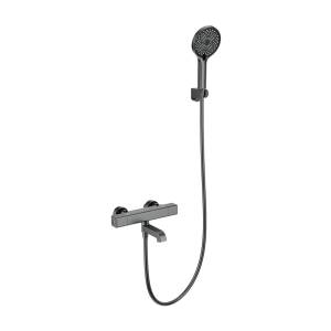 Смеситель для ванны Wonzon & Woghand WW-B2016-A1-BGG термостатический, с душевым гарнитуром, темный графит