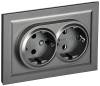 Розетка 2-местная с заземлением и шторками IEK Brite BR-R24-16-K46-F сталь