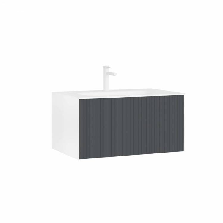 Тумба с раковиной Orka Cube 3000371 80 подвесная, антрацит матовый