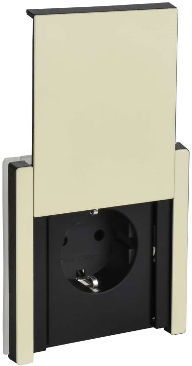 Розетка 1-местная с заземлением, шторками и крышкой IEK Forte&Piano FP-R16-16-44-M-K41 серый сланец