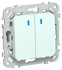 Выключатель 2-клавишный IEK Flite FI-V20-1-10-1-K94 холодный лед