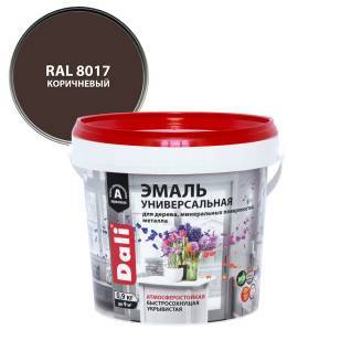 Эмаль универсальная акриловая атмосферостойкая Dali полуматовая коричневый RAL 8017 0.9 кг
