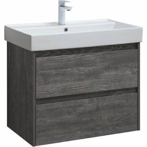 Тумба с раковиной Aquanet Nova Lite 75 305239 подвесная, дуб серый
