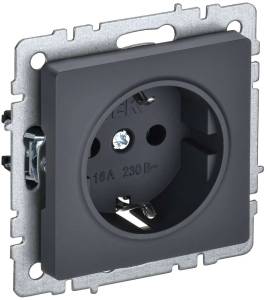 Розетка 1-местная с заземлением IEK Brite BR-R11-16-K53 графит