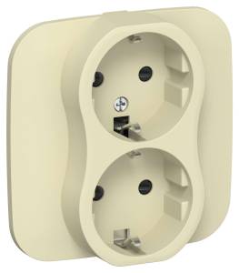 Розетка 2-местная с заземлением и шторками IEK Flite FI-R24A-16-1-K87 навахо