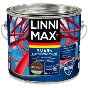 Грунт-эмаль по ржавчине Linnimax шелковисто-матовая шоколад RAL 8017 1.6 л