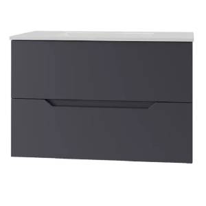 Тумба с раковиной Orange Line Li-70Tug+Ra подвесная, графит матовый