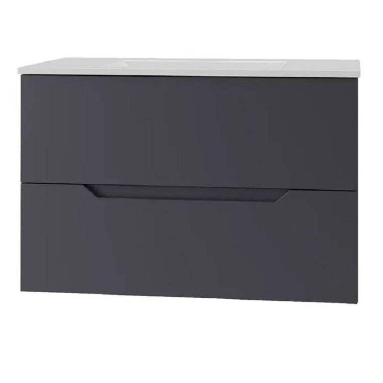 Тумба с раковиной Orange Line Li-70Tug+Ra подвесная, графит матовый