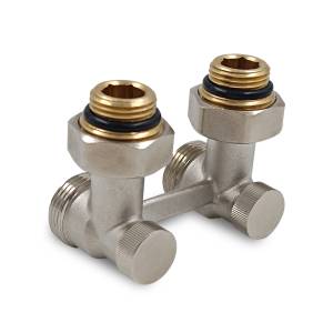 Угловой Н-образный клапан Primoclima Armature PC3412HA для нижнего подключения 3/4"х1/2", никель