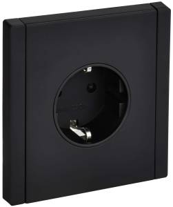 Розетка 1-местная с заземлением и шторками IEK Forte&Piano FP-R14-16-1-M-K02 черный