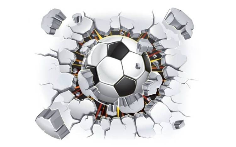 3D Фотообои Artegrafico «Мяч разламывает стену» SP022 канвас