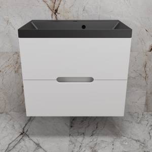 Тумба с раковиной Style Line Матис 70 подвесная, белая матовая, раковина антрацит, 57x70x45