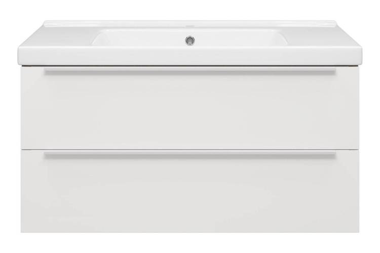 Тумба с раковиной Misty Карат 100 П-Кар09100-01/19-2Я 96x48 белый, коричневый