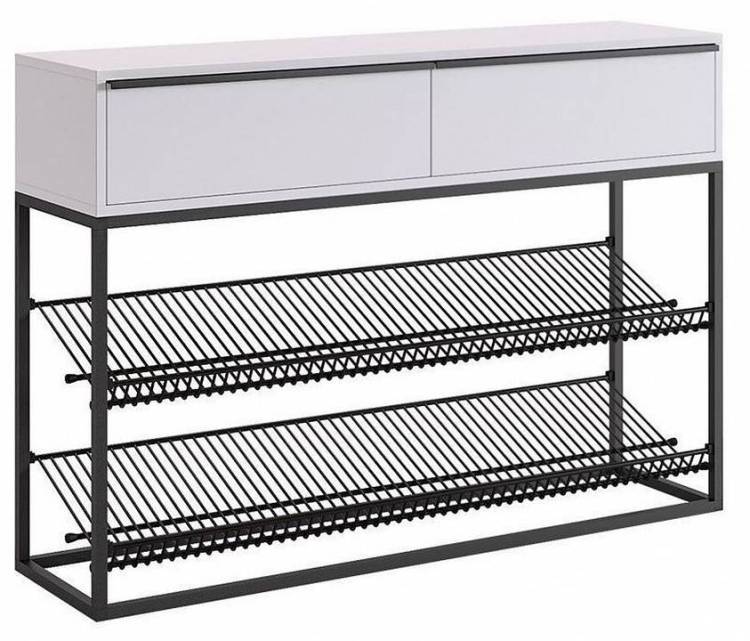 Стеллаж для обуви Mebelson Крафт 2 LMN-02.2342 черный муар/белый