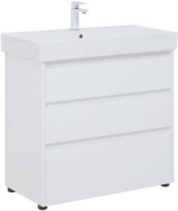 Тумба с раковиной Aquanet Nova Lite 00302475 85 белый глянец, 3 ящика