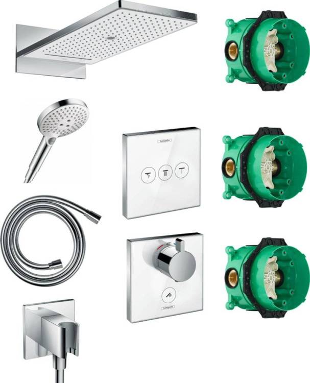 Душевой комплект Hansgrohe Rainmaker Select 580 (3 jet) 24001400 + 26530400 + 26486000 + 28276000 + 15735400 + 15736400