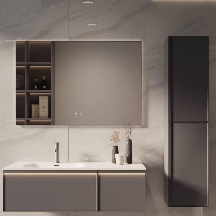 Тумба с раковиной Vincea Elise 1200 2 выкатных ящика, серый матовый