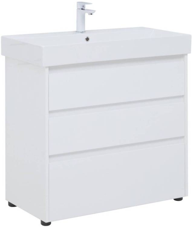 Тумба с раковиной Aquanet Nova Lite 00302475 85 белый глянец, 3 ящика