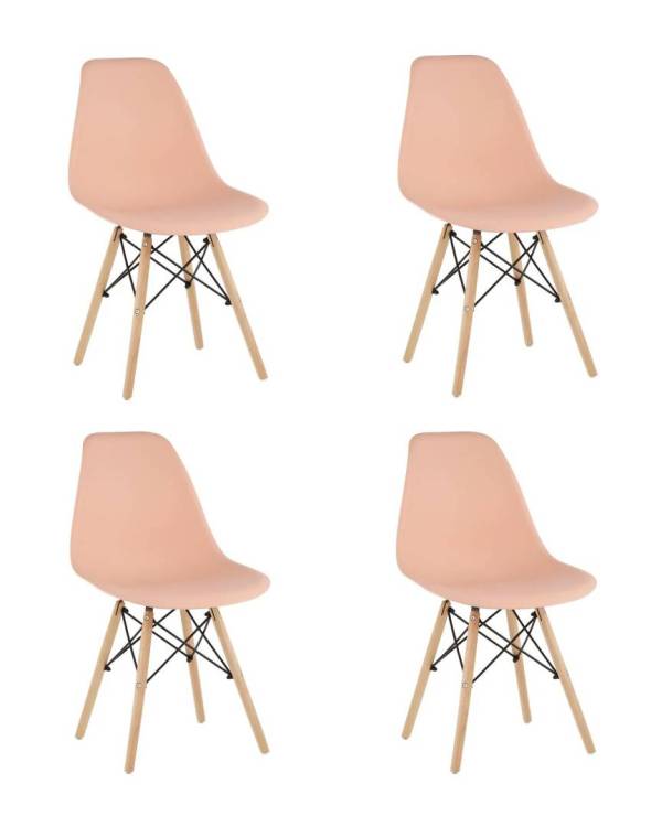 Набор из 4 стульев Stool Group Eames Style DSW Y801-V SEAT peach 70032 x4 персиковый