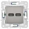 Розетка USB type A+A IEK Skandy SK-U21-D31-K50 никель фото 5