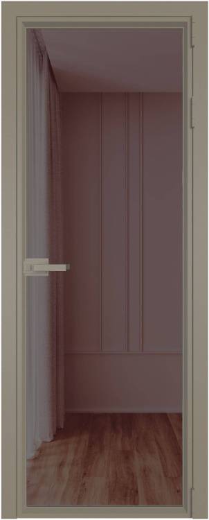 Межкомнатная дверь Profil Doors 1 AV цвет профиля Никель матовый, стекло безопасное 6 мм золотистая бронза 700x2000