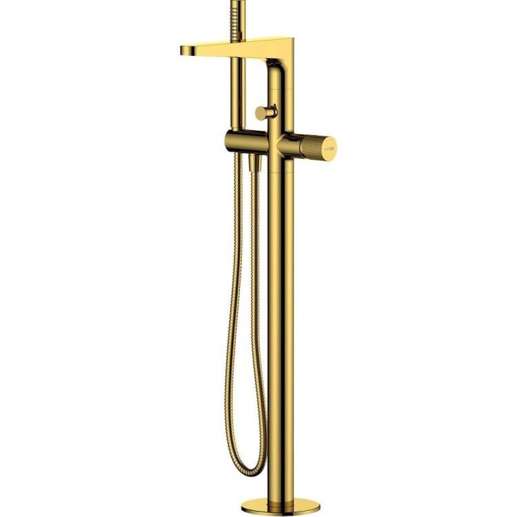 Смеситель для ванны Wasserkraft Sauer 7121 напольный, с внутренней частью, золотой глянцевый