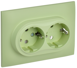 Розетка 2-местная с заземлением IEK Skandy SK-R21-16-K06-F мятный
