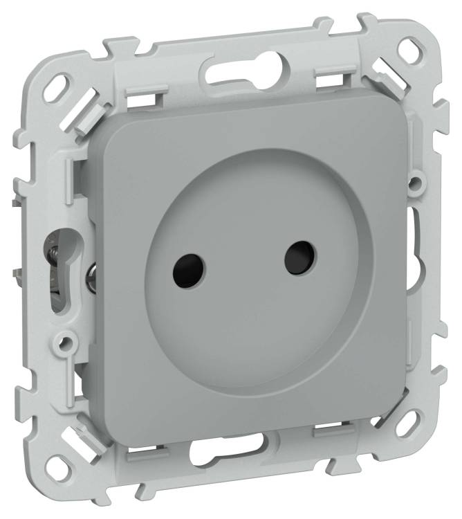 Розетка 1-местная с защитными шторками IEK Flite FI-R13-10-K03 серый