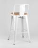 Набор из 6 полубарных стульев Stool Group Tolix YD-H675E-W YG-14 X6 белый, светлое дерево, со спинкой фото 6