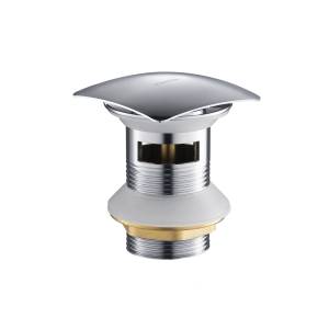 Донный клапан Aquatek AQ6004CR Push-open с переливом, крышка квадратная, хром