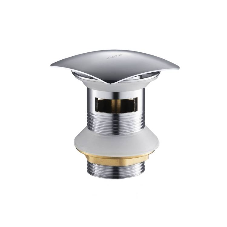 Донный клапан Aquatek AQ6004CR Push-open с переливом, крышка квадратная, хром