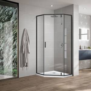 Душевой уголок Vincea Slim-U VSP-2SU900CLB, 900*900, м.черный, стекло прозрачное